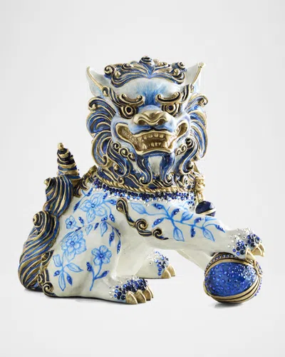 Jay Strongwater Shi Foo Dog Chinoiserie Figurine In Blue