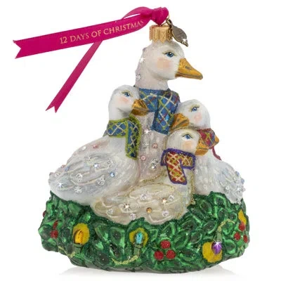 Jay Strongwater Six Geese Of Laying Glass Hanging Figurine Ornament In Multi