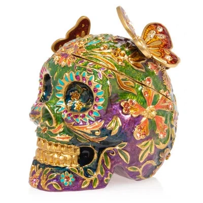 Jay Strongwater Skull With Butterflies Box