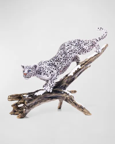Jay Strongwater Snow Leopard Descending Branch Tabletop Object In Animal Print