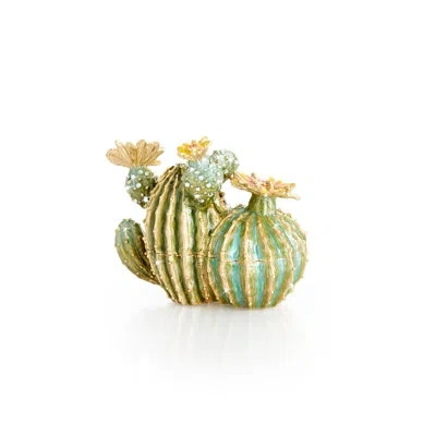 Jay Strongwater Spike Cactus Box In Green;gold