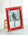 Jay Strongwater Stone Edge Picture Frame, 3" X 4" In Ruby
