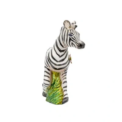 Jay Strongwater Striped Blossom Ornament In Black;blue;white;green;pink