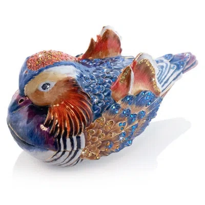 Jay Strongwater Tanner Mandarin Duck Box In Blue;orange;gold