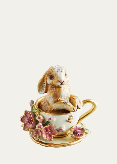 Jay Strongwater Teacup Bunny Decorative Box In Multi
