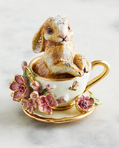 Jay Strongwater Teacup Bunny Decorative Box In Multi