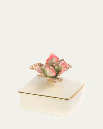 Jay Strongwater Tulip Porcelain Box In Neutral
