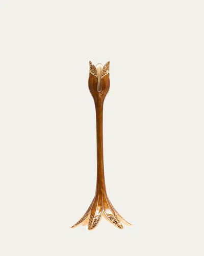 Jay Strongwater Tulip Tall Candlestick Holder In Gold