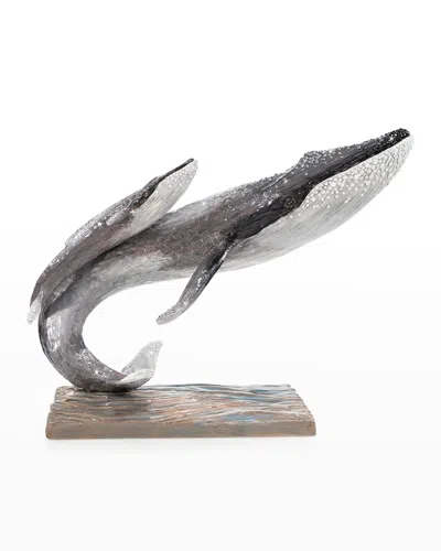 Jay Strongwater Whale Calf Decorative Accent In Gray