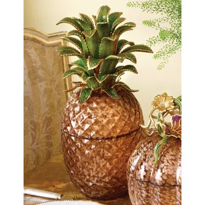 Jay Strongwater Winston Pineapple Jeweled Glass Jar