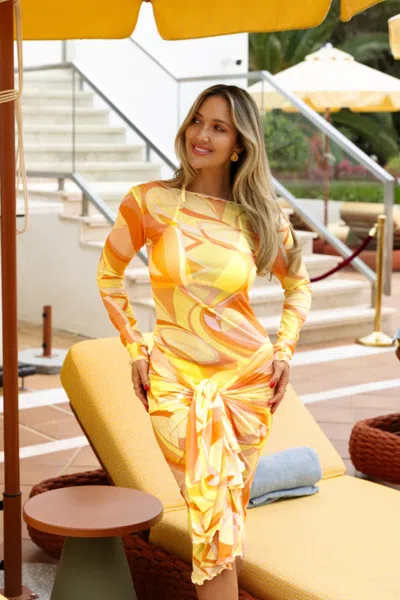 Jayde Mesh Full Sarong Yellow In Animal Print