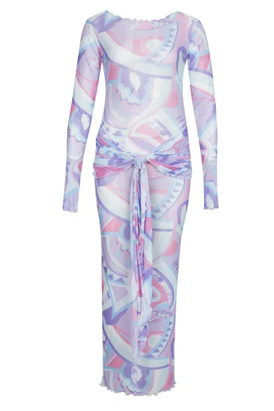Jayde Mesh Tie Dress Blue/lilac