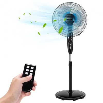 Jayedo 16 Inches Adjustable Height Fan With Quiet Oscillating Stand For Home And Office In Black