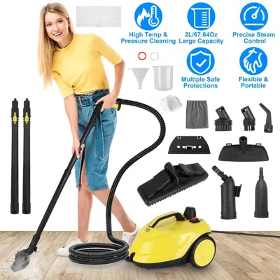 Jayedo 1800w Steam Cleaning Machine With Wheels High Temperature And Pressure Steamer Cleaner With 2l Water In Yellow