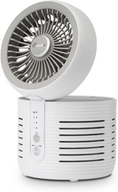 Jayedo 2-in-1 Air Purifier And Desk Fan Combo - Ideal For Office, Night Stand, Dorm, Or Small Bedroom - Hep In White