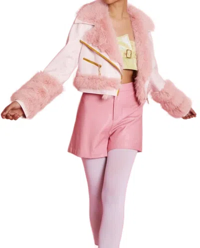 Jayley Biker Jacket In Soft Pink