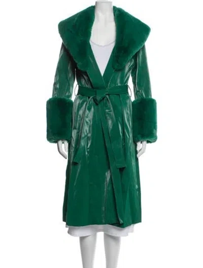 Pre-owned Jayley Collection Faux Fur Coat In Green