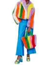 Jayley Faux Fur Cropped Coat In Multi In Multi
