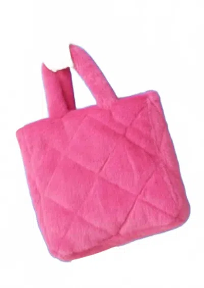 Jayley Faux Fur Diamond Stitch Tote Bag In Pink