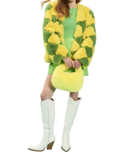 Jayley Faux Fur Knot Bag In Yellow