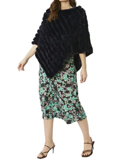 Jayley Faux Fur Poncho In Black