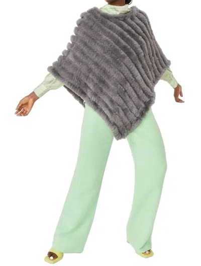 Jayley Faux Fur Poncho In Grey