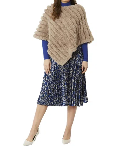 Jayley Faux Fur Poncho In Mocha In Brown