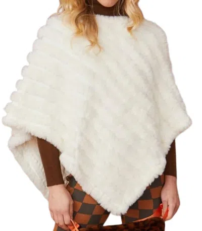 Jayley Faux Fur Poncho In White In Neutrals