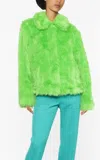 Jayley Green Faux Fur Jacket In Neon Green In Green