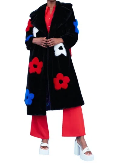 Jayley Long Faux Fur Coat In Black