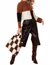 Jayley Shearling Checkered Tote Bag In Brown & Beige In Multi