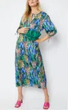 Jayley Silk Animal Print Shirt Dress In Green/multi