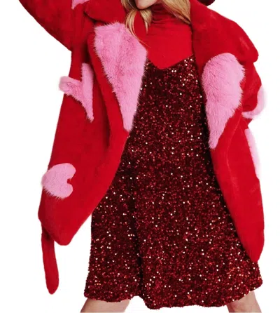Jayley Sweetheart Faux Fur Coat In Red