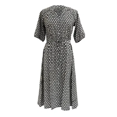Jayshree Dalal Women's Black / Neutrals Floral Block Print Dress In Black