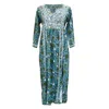 Jayshree Dalal Women's Blue / Green / White Raipur Embroidered Dress Teal In Blue/green/white