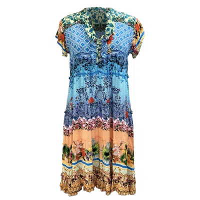 Jayshree Dalal Women's Blue / Green / Yellow Fiji 3 Dress In Blue In Blue/green/yellow