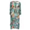 Jayshree Dalal Women's Blue / Yellow / Orange Corfu Midi Dress Turquoise In Blue/yellow/orange