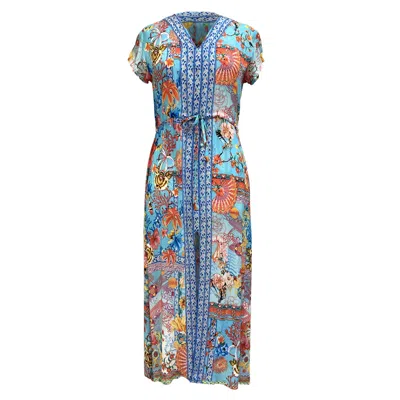 Jayshree Dalal Women's Blue / Yellow / Orange Tuscany Coral Cover-up In Blue/yellow/orange