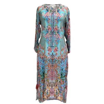 Jayshree Dalal Women's Pink / Purple / Blue Corfu Midi Dress Fuchsia In Pink/purple/blue