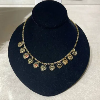 Jazzy Pink Women's Heart Charm Necklace In Gold