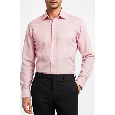 Jb Britches Micro Check Woven Dress Shirt In Pink