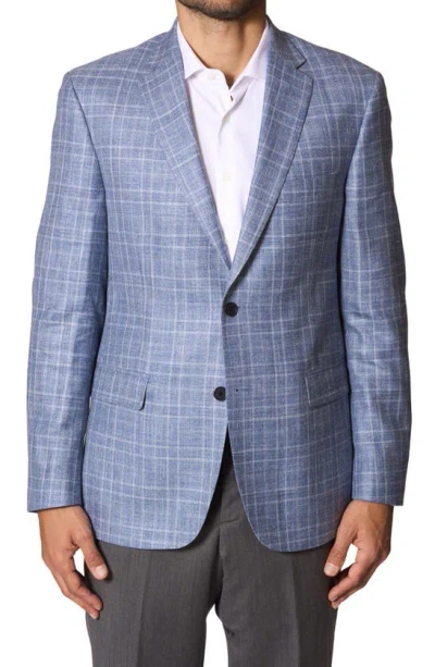 Jb Britches Plaid Wool & Silk Blend Sport Coat In Light Blue