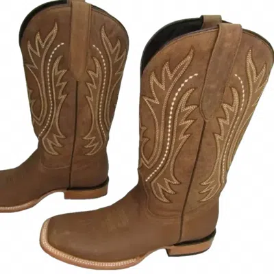 J.b. Dillon Women's Wide Square Toe Pull-on Cowboy Boots In Brown