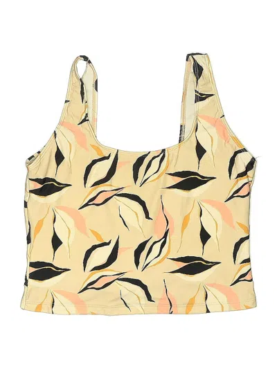 Pre-owned Jb Janela Bay Swimsuit Top Tan Print Pattern Swimwear In Brown