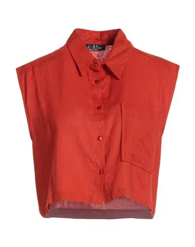 J·b4 Just Before Woman Shirt Brick Size S Linen, Viscose In Red