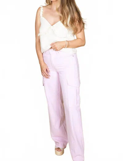 Jbd Cassie Denim Cargo Pants In Blushed Lavender In Pink