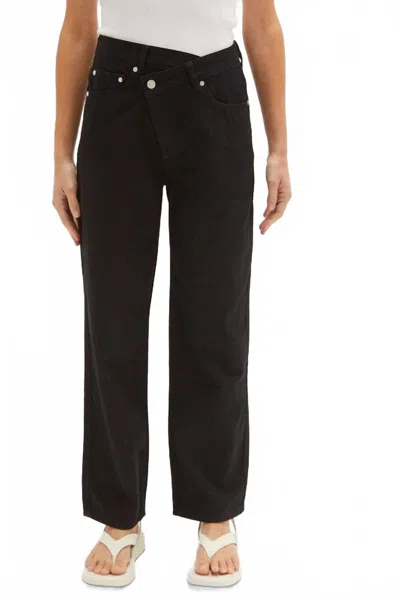 Jbd Chelsea Straight-leg Asymmetric Waist Jean In Black