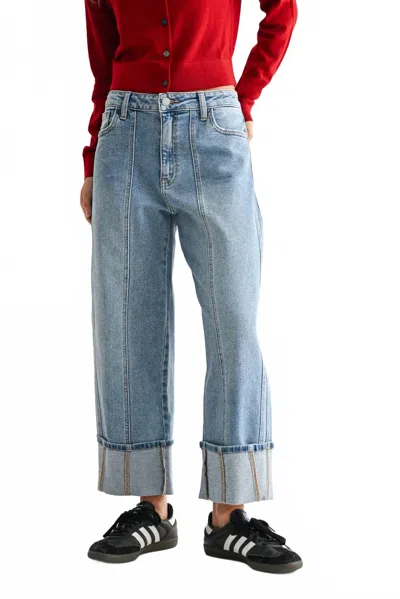 Jbd Cuffed Barrel Jeans In Med Wash In Multi