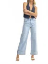 Jbd Cuffed Wide Ankle Jeans In Vintage Light In Blue