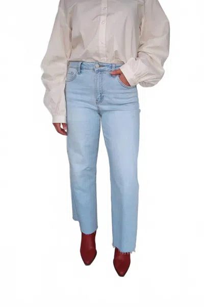 Jbd Distressed Hem Straight Leg Jeans In Light Wash In Black